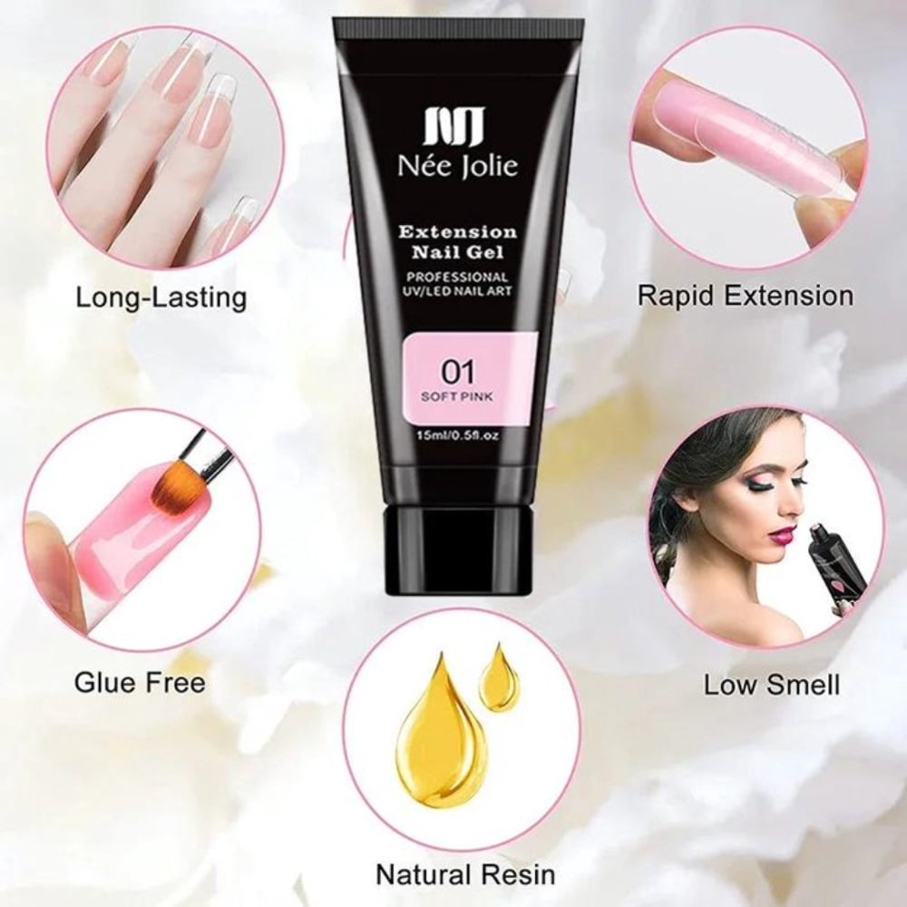 OBAZHA 10-Color Nail Extension Gel Set – Glitter & Removable UV/LED Gel, Perfect for DIY Nail Art at Home