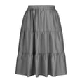 thumbnail image 6 of QATAINLAV Women's Boho Midi Skirts Elastic High Waisted Gingham Tiered A-Line Long Skirt Flowy Casual Summer Plaid Skirts Black XL, 6 of 9