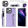 thumbnail image 2 of Crossbody Wallet Case for iPhone 15 Pro Max with RFID Blocking Card Slot Holder, Magnetic Flip Folio Purse Case, Premium PU Leather Zipper Handbag with Detachable Lanyard Strap, Purple, 2 of 10
