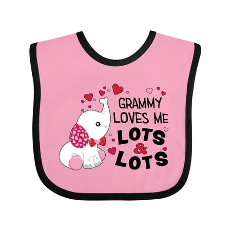 

Inktastic Grammy Loves Me Lots and Lots- Cute Elephant Gift Baby Boy or Baby Girl Bib