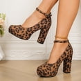 thumbnail image 4 of SACFOF Women's Mary Jane Pumps, Closed Round Toe, Block Heel with Ankle Strap Buckle, 4.12 Inch High Heel, 4 of 6