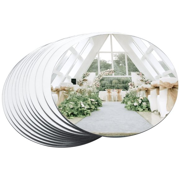 12 Pcs Mirror Centerpieces for Tables, Acrylic Round Mirror Tray Decoration Circular Plate for Candles Wedding Table Centerpiece Baby Shower Christmas Party Decor and Cr