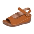thumbnail image 6 of Rokment Womens Orthopedic Platform Wedges Walking Sandals 2026 Summer Fashion Casual Comfortable Leather Ankle Strap Chunky High Heel Non Slip Work Beach Dress Sandals Brown Size 6, 6 of 8