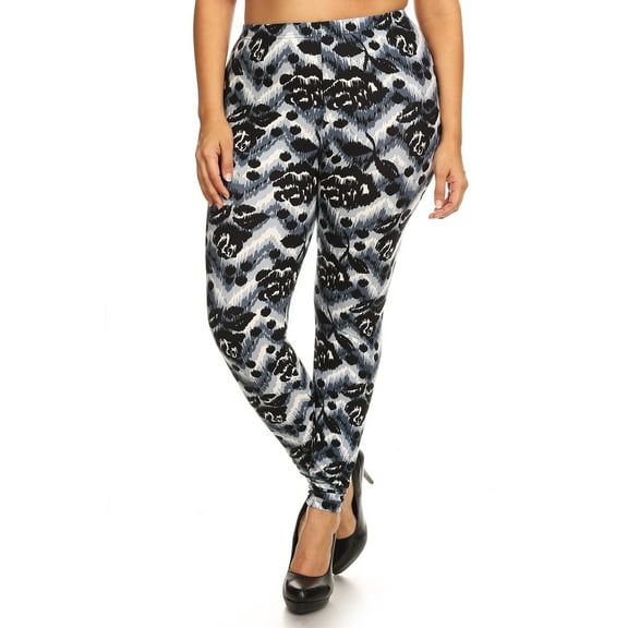 Abstract Print, Full Length Leggings In A Slim Fitting Style With A Banded High Waist