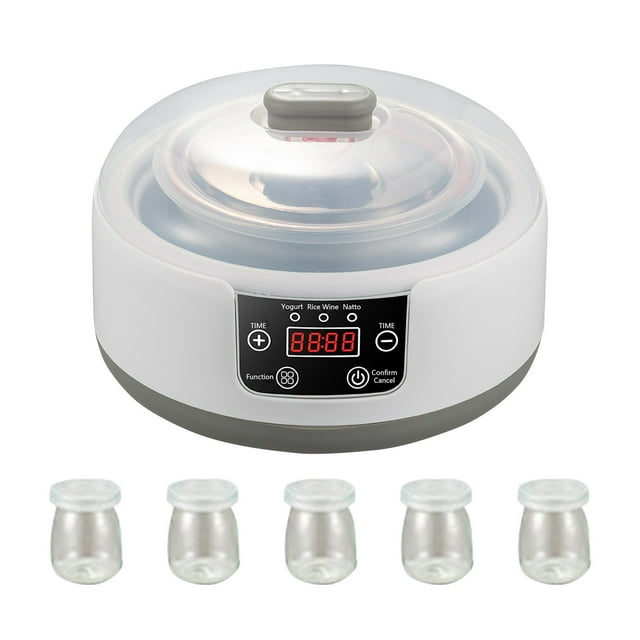 Yaourtière Probiotique Grande Capacité 1,2l Température Constante Réglable Yaourtière Polyvalente Santé (avec 5 Verres) Ensemble d'Ustensiles de Cuisine avec Support Ensemble de Cuisinière pour Enfants Riz