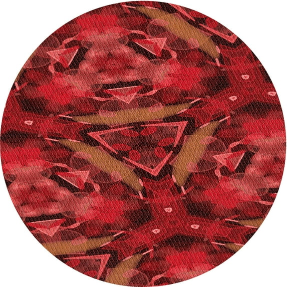 Ahgly Company Indoor Square Patterned Lava Red Area Rugs, 3' Square