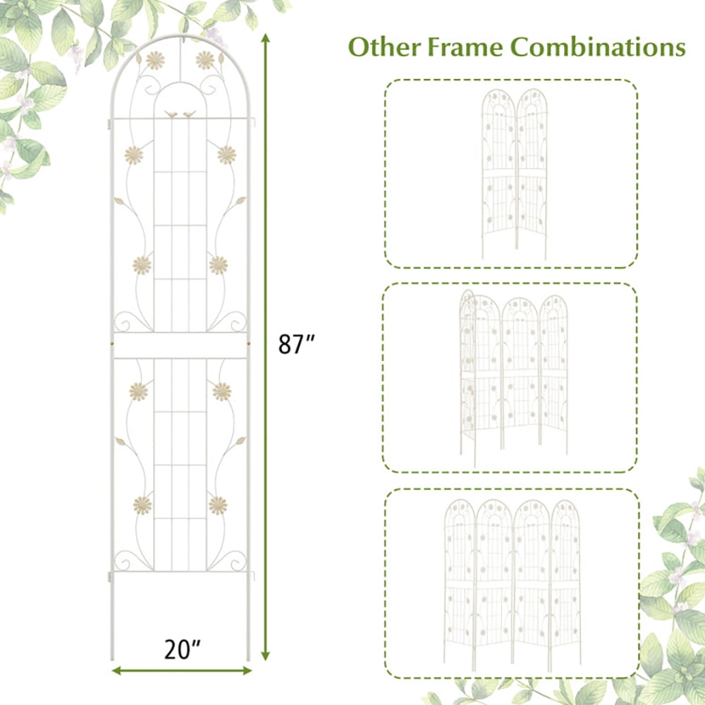 Yardi Yard 2 Pack 86.5 x 20 Inches Metal Garden Trellis for Climbing Plants-White, Tomato Cages for Garden
