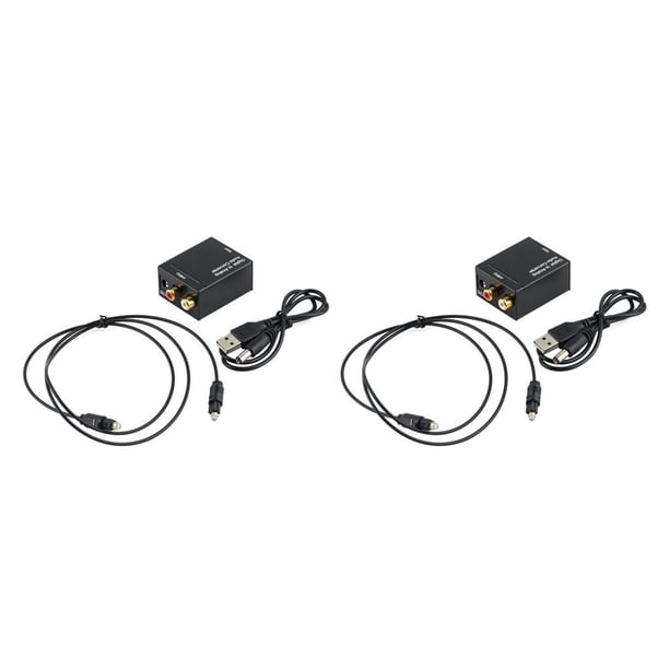 Moyic Convertidor de audio digital a analógico coaxial óptico Adaptador convertidor de audio digital a analógico RCA L / R Puerto de Negro 51*41*26mm 2Conjunto