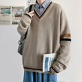 thumbnail image 4 of Suéter de pareja de colores a juego para hombre, chaleco de punto de otoño e invierno, estilo coreano holgado, estilo preppy, ropa exterior con cuello en V, 4 of 5