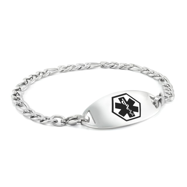 MedicEngraved Bracelet Médical en Acier Inoxydable 316L avec Émail et Étiquette Médicale - Gravure Médicale Incluse