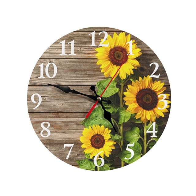 Horloge Murale Tournesol pour Salon Chambre Décorative Ronde Analogique
