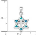 thumbnail image 4 of Sterling Silver Rhodium-plated Star of David Created Opal CZ Pendant, 4 of 4
