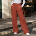 thumbnail image 2 of DJDLJWCJ Business Pants for Women Straight Leg High Waist Work Trousers Solid Color Stretchy Suit Pants Watermelon Red Size M, 2 of 7