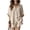 08#Beige, variant on Women's 2 Piece Linen Set 3/4 Sleeve Button Down Shirt & Shorts with Pockets Casual Summer Linen Set Navy 2XL