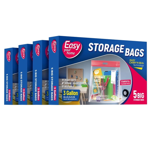 Bolsas de almacenamiento EASYYOURHOME de 3 galones, 40 x 39+13 cm, reutilizables