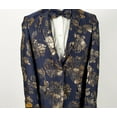 thumbnail image 3 of Mens 2 Button Navy Blue & Gold Foil Floral Paisley Prom & Wedding Blazer By Alberto Nardoni, 3 of 3