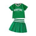 thumbnail image 2 of Girls 2 Piece Outfits Short Sleeve V-Neck Tee with Pleated Skirt Tennis Dress Tops for Girls 12-18 Months, 2 of 9