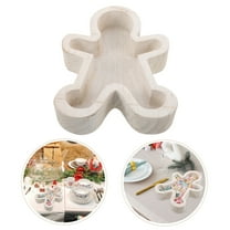 ETEREAUTY Gingerbread Man Treat Tray Christmas Table Decor White Wood Serving Fruits for Casual Gatherings 1Pack