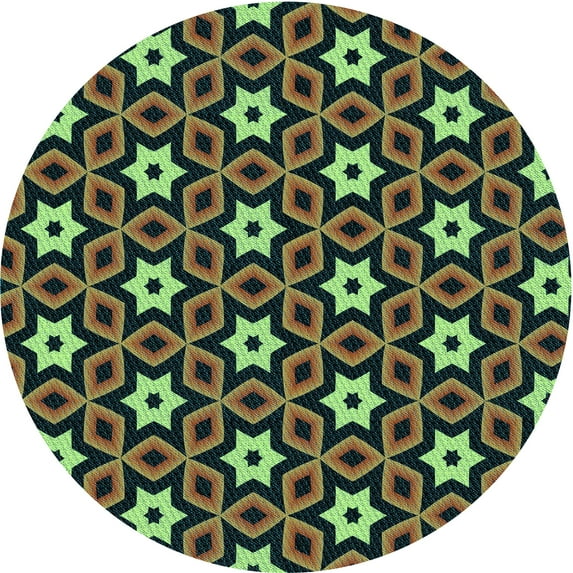 Ahgly Company Indoor Round Patterned Charcoal Black Area Rugs, 6' Round