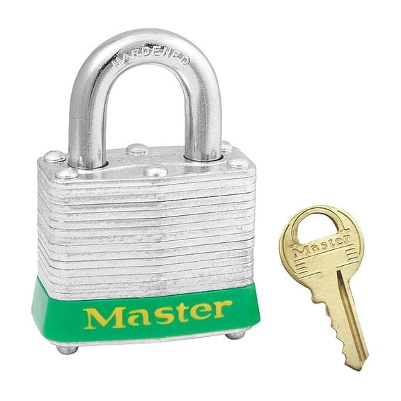 Master Lock Lockout Padlock,KD,Green,1-1/4"H 3GRN