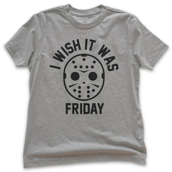 Kids I Wish It Was Friday Shirt, Youth Kids Girl Boy Shirt, Funny Halloween T-shirt, Horror Movie Graphic Tee, Dark Heather Gray, Medium