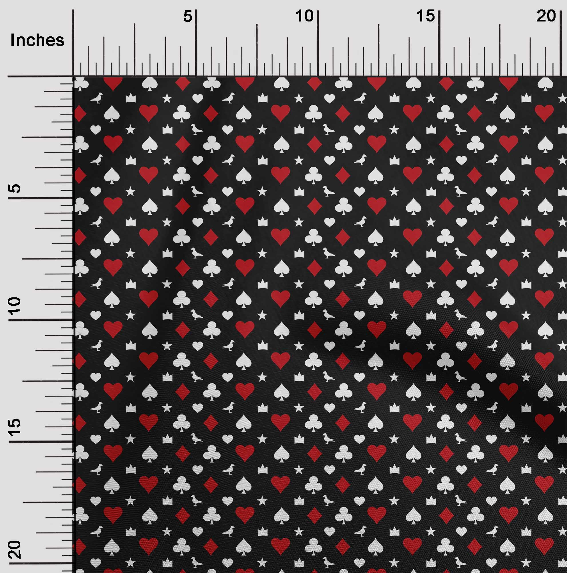 oneOone Polyester Spandex Black Fabric Poker Card Quilting Supplies Print Sewing Fabric By The Yard 56 Inch Wide