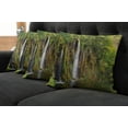 thumbnail image 2 of Ambesonne Nature Throw Pillow Cover 4 Pack, Majestic Waterfall River, 20", Green Brown White, 2 of 6