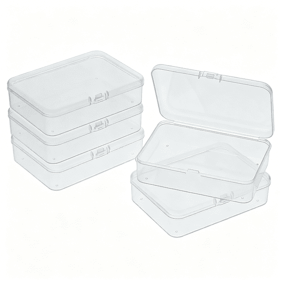 ACDANC 5 Pcs Mini Plastic Storage Containers Box with Lid,Small Storage Containers Travel Case 4X3X1 Inches Clear Rectangle Box Organizer for Collecting Small Items,Beads,Jewelry,Cards,Crafts