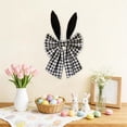 thumbnail image 4 of 16" Bunny Ears Wreath Bow, Rustic Buffalo Plaid Fabric Bow for Easter & Spring Decor, Indoor Outdoor Decoration for Front Door, Wall, Wreath and Party Crafts, 4 of 5