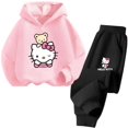 thumbnail image 3 of Conjunto de sudadera y pantalón de chándal de Hello Kitty para niños y niñas, conjunto de dos piezas de moda para niños de 3 a 14 años, 3 of 5