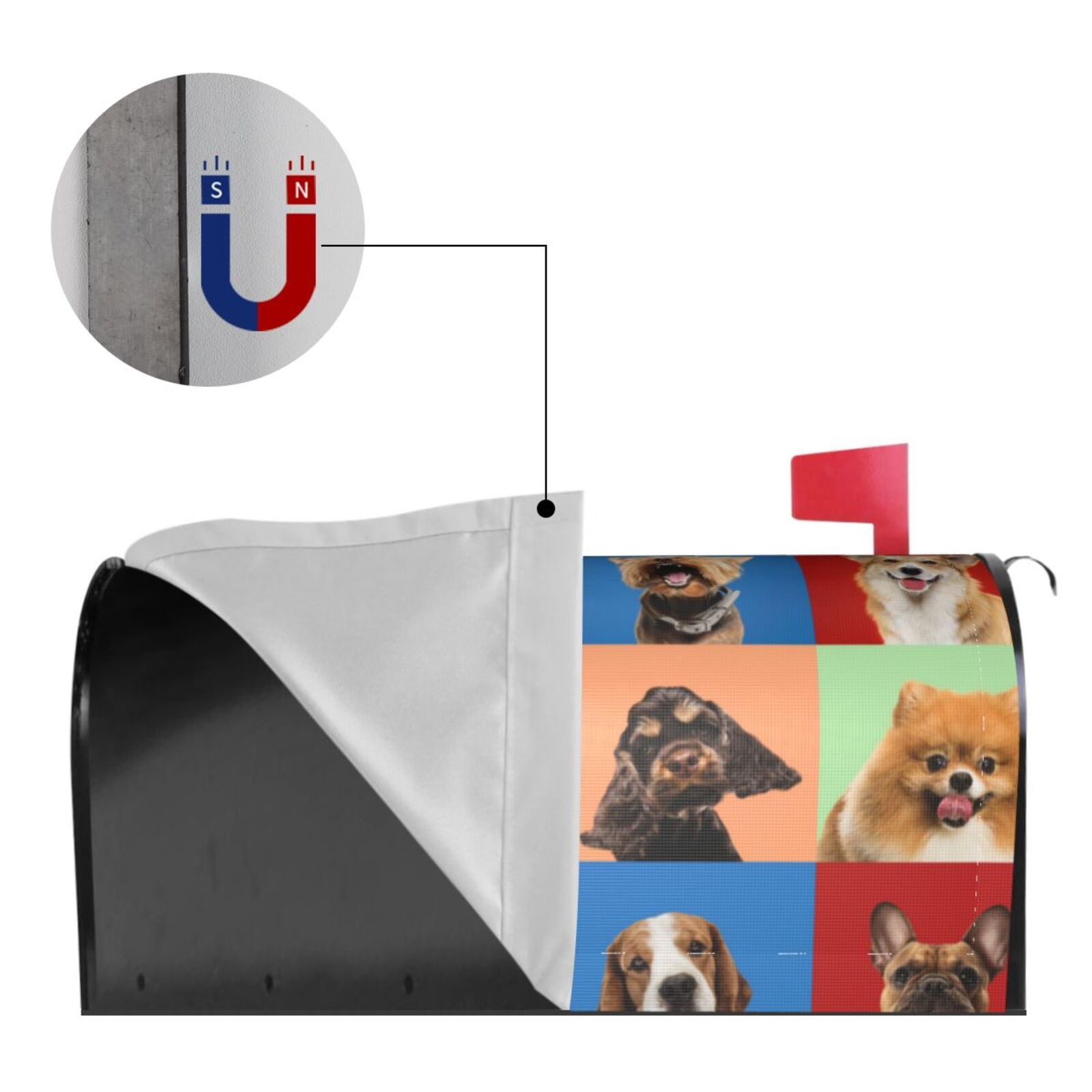 Xecao funny dogs for Mailbox Cover with Magnetic Strips, Waterproof and Sunscreen, Adds a Decorative Touch to Your Garden Yard-21x18 in