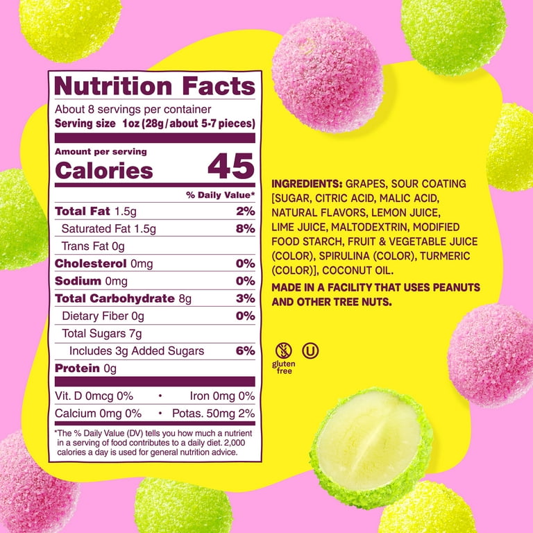 Fruit Riot Sour Candy Mixed Grapes, Made with Real Fruit, 8oz