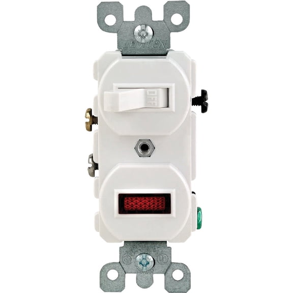 Leviton Heavy-Duty Switch with Pilot Light - 15A Electrical Switch - 1 Pc, White