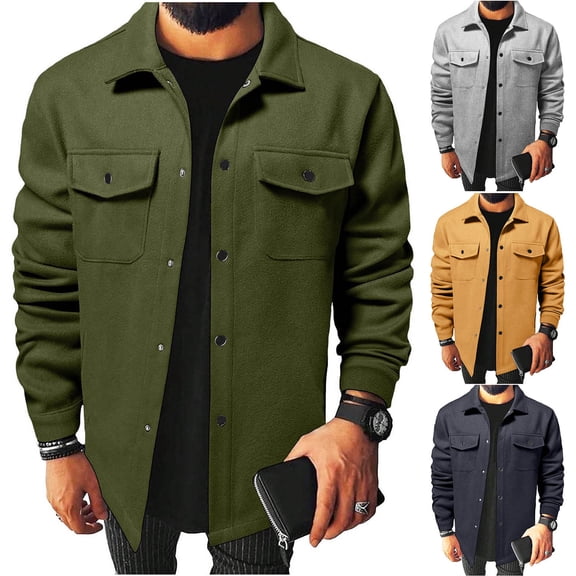 Vetsdori Button Up Shirts for Men Long Sleeve Fashion Work Pockets Winter Casual Stylish Plain Mens T-Shirts