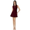 thumbnail image 4 of Robe Courte Trapèze Sans Manches pour Femmes Été à Nouer devant Boîte de Nuit Fête Nœud - Robes Courtes à Fermeture Éclair Rouge Vin P, 4 of 10