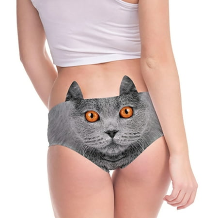 

Cathalem Womens Briefs Cotton Underwear Bulk Women s Flirty Funny 3D Printed Animal Middle Waist Womens Underwear No Show Underpants Grey 3X-Large