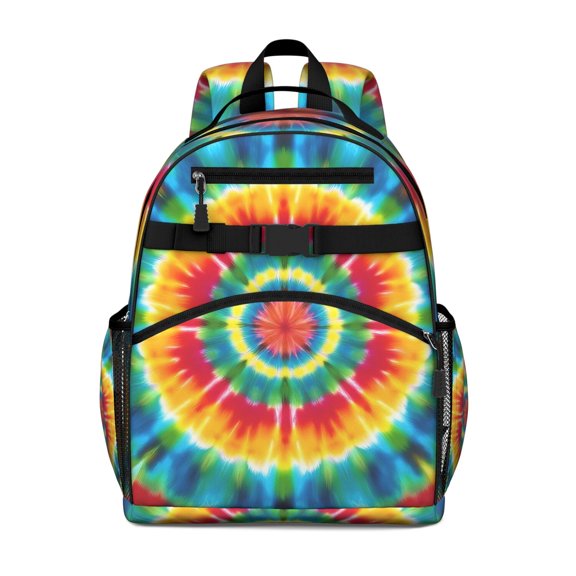 Rainbow Tie Dye Mandala Pattern Backpack for School,Cute School Bag,Schoolbag with Adjustable Shoulder Straps & Padded Back,15.25"x11.5"x5.25"
