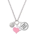 thumbnail image 1 of Delight Jewelry Silvertone Small Sparkle Clear AB Softball - Light Pink Heart Nurse Strong Zoe Necklace, 1 of 4