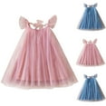 thumbnail image 1 of LOVZFMLL Girls' Summer Short Sleeve Printed Round-Neck Embroidery Mesh Princess Bow Skirt, 1 of 9