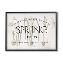 Stupell Industries Spring Weekend Flower Market Advertisement Vintage Bulbs Farmhouse Painting Black Framed Art Print Wall Art, 16 x 20, Design by Daphne Polselli