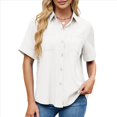 thumbnail image 1 of Camisa Informal de Corta con Botones para Mujer, Blusa de Trabajo con Cuello y Bolsillo XL, 1 of 9