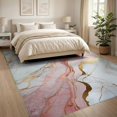 thumbnail image 3 of ODIKA 8'x10' Pink Gold White Abstract Swirl Vein Washable Area Rug Glamorous Stone Ripples Bright Metallic Streaks Centered Flow for Dining Room, Large Office, Lounge, Non-Slip Chair-Friendly Mat, 3 of 7