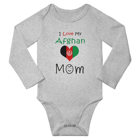

I Love My Afghan Mom Baby Long Slevve Romper Bodysuit (Gray 12-18 Months)