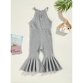 thumbnail image 5 of Baby Kid Girls Jumpsuit, 12 18 24M 3 4T Sleeveless Solid Summer Long Flare Pants for Party Casual, 5 of 9