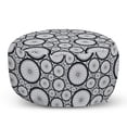 thumbnail image 1 of Bicycle Pouf Cover with Zipper, Vintage Style Repeated Pattern Bike Wheels with Tires Rims and Spokes, Soft Decorative Fabric Unstuffed Case, 30" W X 17.3" L, Pearl and Charcoal Grey, by Ambesonne, 1 of 5