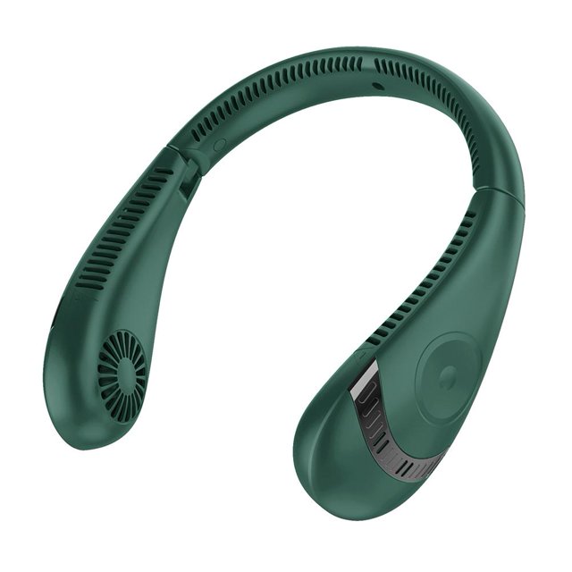 Ventilador de cuello colgante de 5000 mAh USB recargable sin aspas Sport Mute Fans (verde)