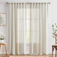 thumbnail image 3 of Cortinas de lino Jinchan, 229 cm de longitud, 2 paneles, color beige, 3 of 9