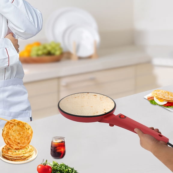 1 PCS Red Pancake Machine, 8" Electric Crepe Maker,  Portable Household Pancake Machine, Crepe Maker Machine, Voltage: 110V,Power: 550W