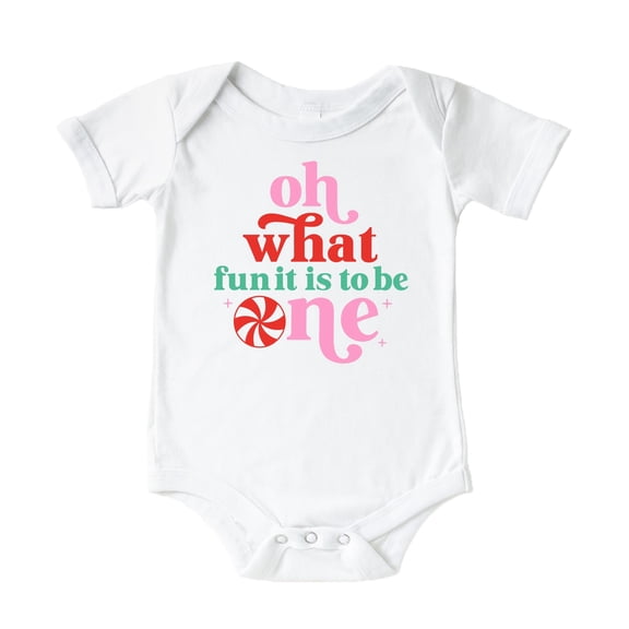 Oh What Fun It Is To Be One Baby Bodysuit for Girls Christmas Birthday Outfit White Bodysuit 12 Months