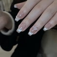 thumbnail image 2 of Bonitas uñas postizas a presión con un elegante diseño de mariposa, para mujeres y niñas, kit de uñas postizas acrílicas reutilizables para manicura casera (mariposa transparente), 2 of 5